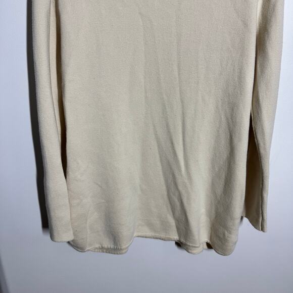 Burgess Minimal Cashmere Lauren Sweater Women L Cream High Neck Cotton Tunic - Picture 8 of 8